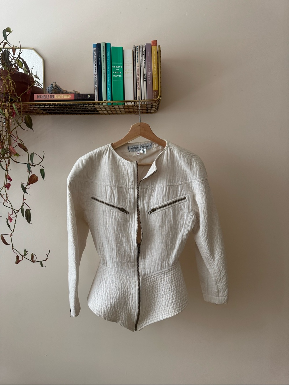Jacques Molko 80s/90s Vintage White Textured Zip-Front Women's Jacket